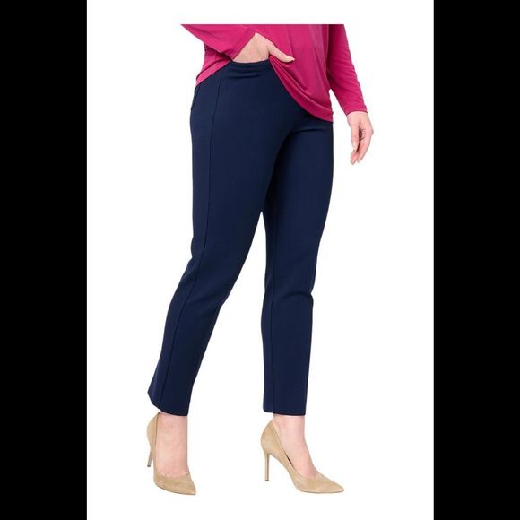 Susan Graver Women's Smart Ponte Ankle Trousers Black - Regular - Picture 1 of 1